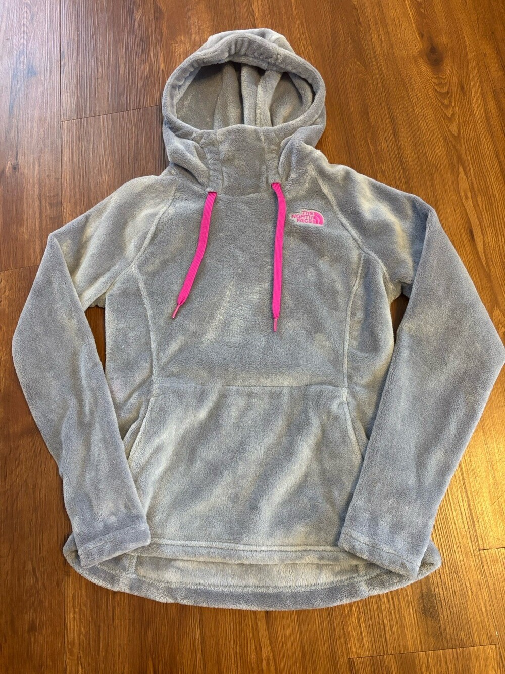 The North Face Bellarine Hoodie Womens S Gray Fuzzy Fleece Pullover Sweatshirt